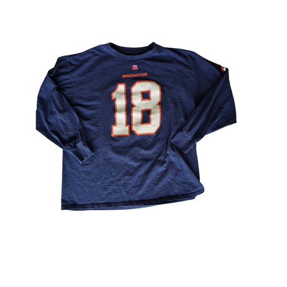 NFL Team Apparel Denver Broncos Peyton Manning #18 Long Sleeve Shirt 2XL Navy Bl - Picture 1 of 10